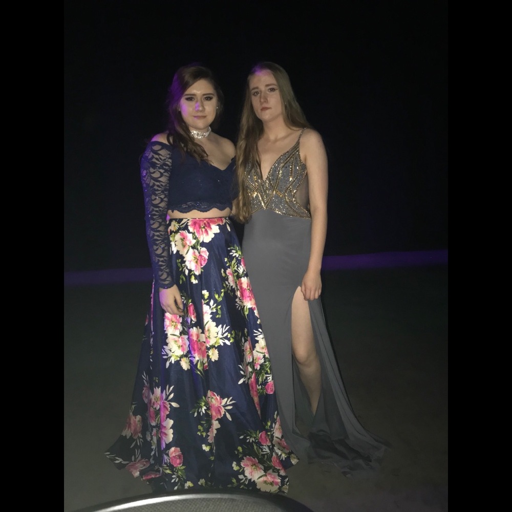 Gun Metal and Gold Prom Dress